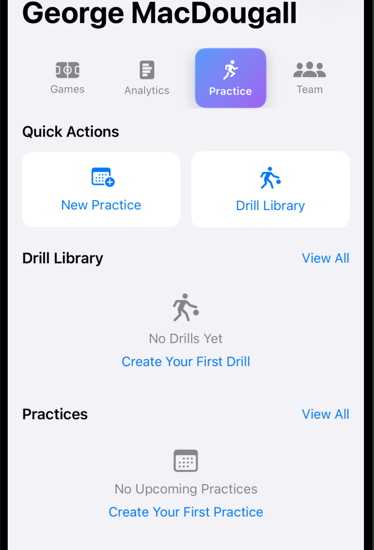 BenchVoice practice overview showing practice planning and drill management